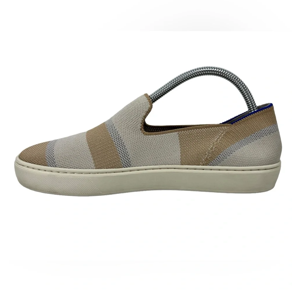 Rothys Womens 8.5 Shoes Birch Stripe Slip On Sneakers Knit Beige Casual Fashion
